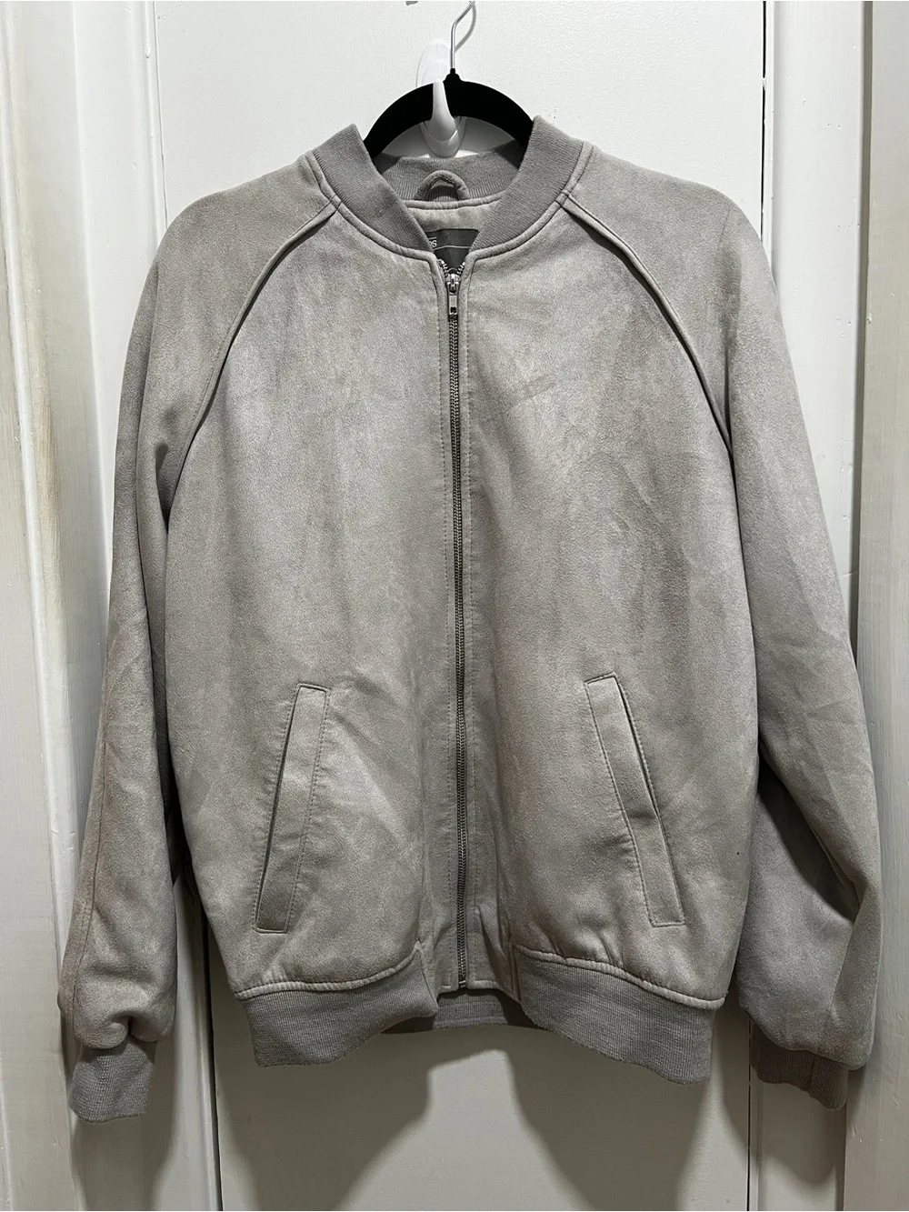 ASOS Light Gray Suede Bomber Jacket